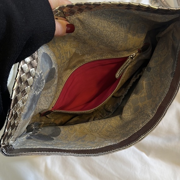 Elliot Lucca Gold Silver Leather Clutch Convertible Shoulder Bag - Picture 5 of 8